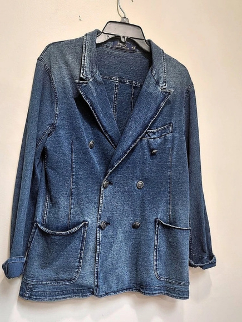 Polo Ralph Lauren Double-Breasted Denim Blazer Blue Medium